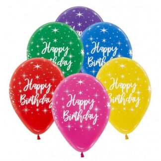 RSp12 Sempertex /300 Crystal Assorted Happy Birthday צבעוני מעורב שקוף x12