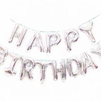 M16 Set Happy Birthday Silver סט בלונים כסוף x1