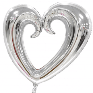 MH34 Big hole silver heart - לב כסוף גדול עם חור  חלול x1