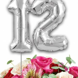 7 inch Set baloons silver סט בלונים ספרות מחוברות 12 צבע כסף x1 bp.