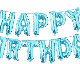 M16 Set blue stars Happy Birthday סט בלונים תכלת עם כוכבים x1