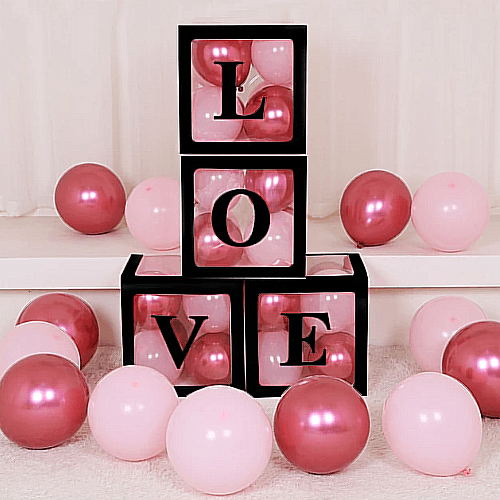 Baloon box LOVE  קופסת בלונים עם כיתוב x4