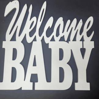 שלט Welcome BABY מעץ צבע לבן x1