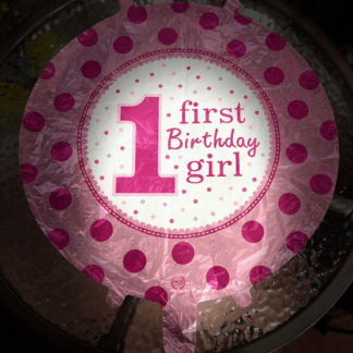 M18 Pink balloon "1 first birthday girl"