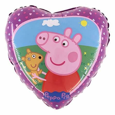 BH18 Peppa pig pink heart balloon-בלון לב ורוד פפה חזיר x1 bp