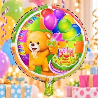 M18 Round balloon bear cake Happy birthday עיגול דובי עוגה x1