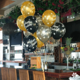 RSp12 Sempertex /481/570/580 Satin & Metallic HAPPY BIRTHDAY SPARKLES יום הולדת שמש נוצץ x12