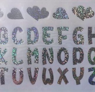 Alphabet Letters stikers english single page silver  דף יחיד כסף ABC מדבקות x1