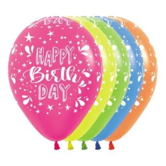 RSp12 Sempertex /200 Neon Assorted  HAPPY BIRTHDAY מעורב זוהר x12