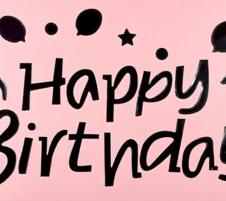 Black stiker Happy Birthday מדבקה שחור x1