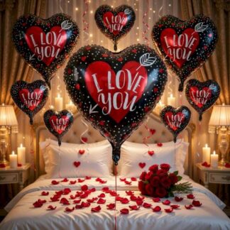 MH18p Black heart I love you  מיילר לב x1