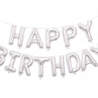 M16 Set Happy Birthday Silver סט בלונים כסוף x1